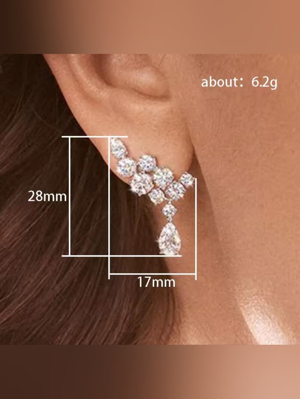 White Rhodium Crystal Earrings - Picture 5 of 5